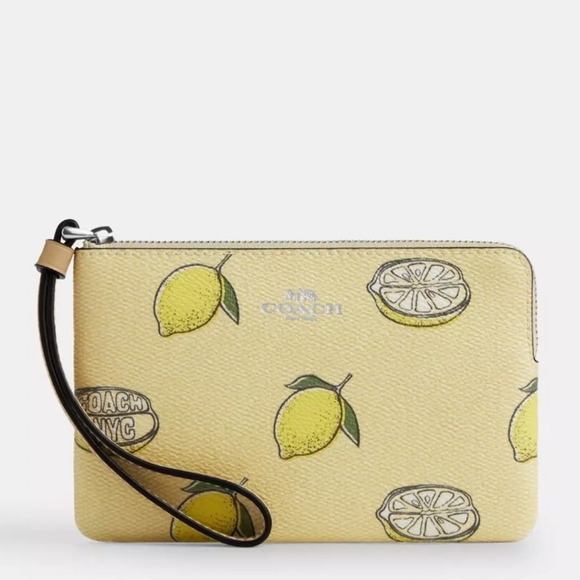 Corner Zip Wristlet With Lemon Print - Picture 1 of 5